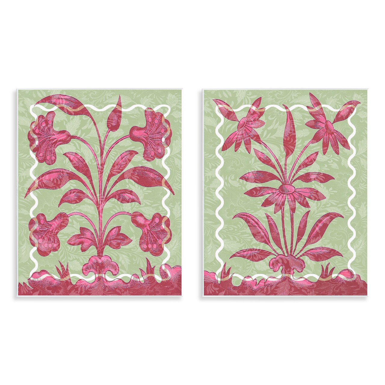 Stupell Industries Pink & Green Vintage Botanicals 2pc Wall Plaque Set By Lil' Rue